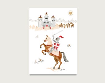Postcard "Knight" P_79 | for children | invitation | birthday invitation | rider | knight | knight's castle | boys || HEART & PAPIER
