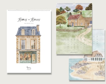 Calendar 2026 - Homes & Houses - A4 monthly calendar | Houses | Landscape | Architecture || HEART and PAPER