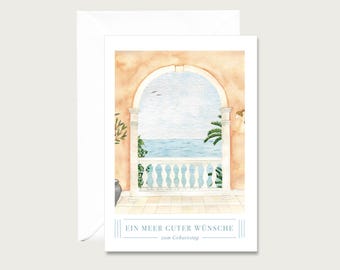 Birthday card "A sea of good wishes" G_44 - Folding card for a birthday | good prospects | sea | landscape || HEART & PAPER