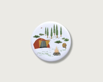"Camping" fridge magnet | 55 mm | Camping souvenir for campers | Gift | Refrigerator || HEART & PAPER