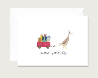 Birthday card "Entlich Birthday" - Folding card for birthday | Illustration | | gifts Duck | Watercolor || HEART & PAPER