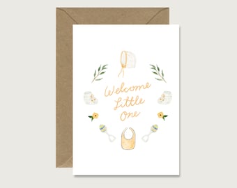 Birth card "Welcome little one" Pastel B_22 - Folding card | Pattern | Collage | Baby | Neutral || HEART & PAPER