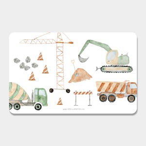Snackbord &quot;Bouwplaats&quot; | Ontbijtbord | Bord | Melamine | Kinderen | Cadeau-idee voor jongens | Graafmachine | Kraan || HART & PAPIER