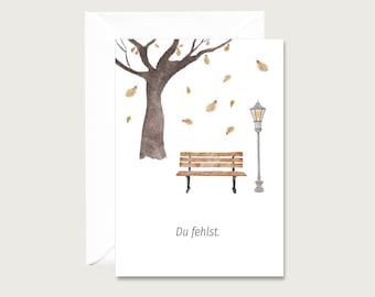 Mourning card "You are missed" T_12 - Folding card | Lettering | Mourning | Funeral | Condolences | Condolence card || HEART & PAPER