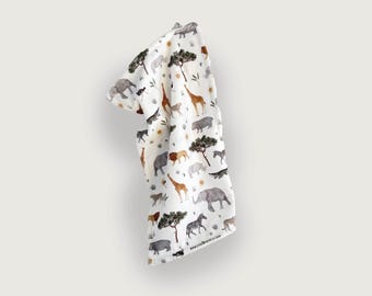 Children's towel "Safari" | Guest towel | Washcloth | Gift idea | Animals | Africa | Children | Elephant | Lion | 30 x 50 cm || HERZundPAPIER