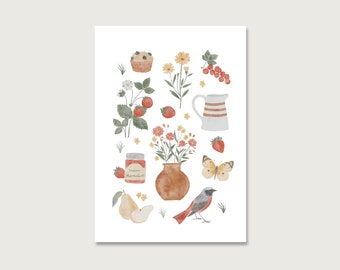 Postcard | "Summer Collage" P_71 | Decoration | Sun | Flowers | Jam | Summer || HEART & PAPER