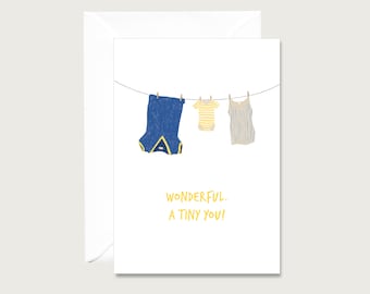 Birth card "Tiny you" B_20 - folding card | Illustration | Laundry | Baby | Neutral || HEART & PAPER