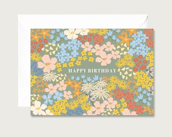 Birthday card "Flowers" G-37 - folding card | Watercolor | Illustration | flowers | Floral | Neutral || HEART & PAPER