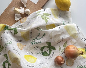 Tea towel "AROMA" | 100% linen | tea towel | Gift idea | Home textiles | Illustration | Pattern || HEART & PAPER