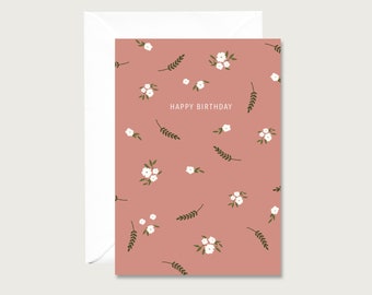 Birthday card "Old pink flowers" G_16 - folding card for a birthday | Illustration | Floral | Flowers || HEART & PAPER