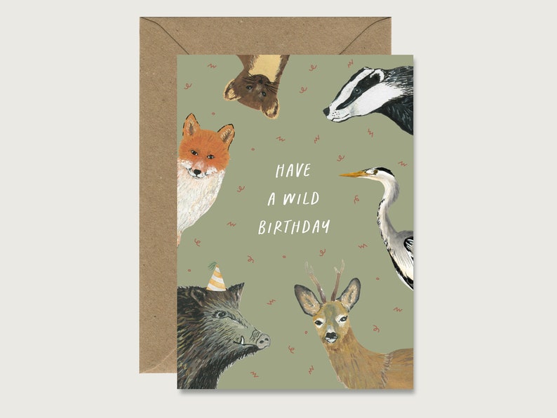 Birthday card Wild Birthday G_39 folding card birthday Animals Party birthday party Children Forest animals HEART & PAPER image 1