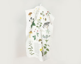 Tea towel "MEDICAL HERBS" | 100% linen | Tea towel | Gift idea | Home textiles | Illustration | Pattern || HEART & PAPER