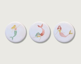 Set of 3 "Mermaid" Magnets | Magnet for Children | Girls | Mermaid | Water nymph | Gift | Refrigerator || HEART & PAPER