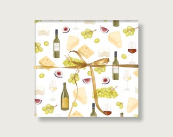 Gift wrap "Wine and Cheese" A2 | Sheets | Sheets | Illustration | Birthday | Illustration | Wine Love | Nature || HEART & PAPER
