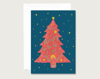 Christmas Card "Tannenbaum Folklore" - Folding Card |  Gouache | Fir Tree | Advent || HEART & PAPER