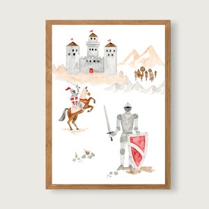 Manifesto "Cavaliere" | Stampa | Poster per bambini | Stampa artistica | Camera dei bambini | bambino | Cavaliere | Castello del Cavaliere || CUORE E CARTA