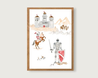 Poster "Knight" | Print | Children's poster | Art print | Children's room | child | Knight | Knight's Castle || HEART & PAPER