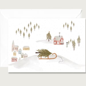 Christmas card &quot;Winter landscape&quot; - Christmas folding card | Illustration | Watercolor | Water color | Lettering || HERZ & PAPIER