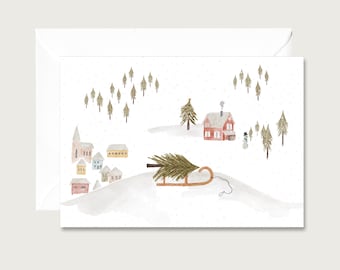 Christmas card "Winter landscape" - Christmas folding card | Illustration | Watercolor | Water color | Lettering || HERZ & PAPIER