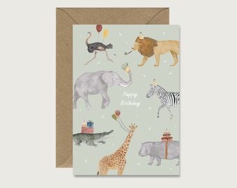 Birthday card "Birthday Safari" G_30 - Folding card Birthday | Animals | Party | Birthday party | Children | Safari | || HEART & PAPIER