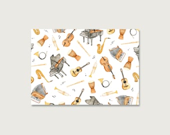 Postcard "Instruments" P_84 | Music | piano | guitar || HEART & PAPER