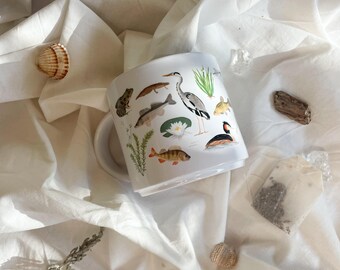 XL mug "All about water" - ceramic | mug | porcelain | nature | forest | watercolor | water color || HERZ & PAPIER
