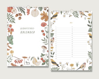 Birthday calendar - Nature all around - Din A4 birthday calendar | perpetual calendar | endless calendar