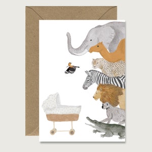 Birth card "Hotly expected" B_16 - folding card | Watercolor | Illustration || bird | Animals | Baby | Neutral || HEART & PAPER
