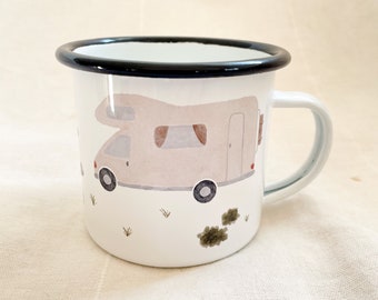 Enamel Mug Motorhome | Mug | Children's mug | tents | Camping | campers | children | Watercolor | water color || HEART & PAPER