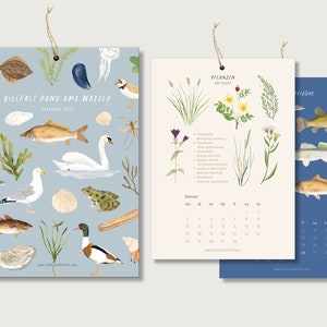 Calendar 2025 - Diversity around water | Monthly calendar | Wall calendar | Sea | Bodies of water | Water | Nature | Illustration|| HEART & PAPIER