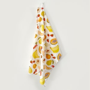 Tea towel &quot;Summer Fruits&quot; | Linen Cotton | GT_20 Tea Towel | Gift Idea | Illustration | Pattern || HEART & PAPER