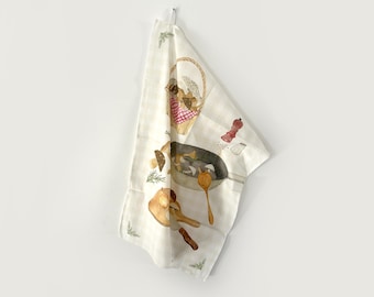 Tea towel "Mushroom Pan" | Linen Cotton | GT_18 Tea Towel | Gift Idea | Illustration | Pattern || HEART & PAPER