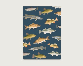 Postcard "Fish" P_80 for anglers, fish lovers | Freshwater fish || HEART & PAPER