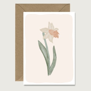 Neutrale Karte "Blume beige" N_21 - Klappkarte | Blumen | Blätter | Blümchen | Floral | Narzisse  Geburtstag || HERZ & PAPIER
