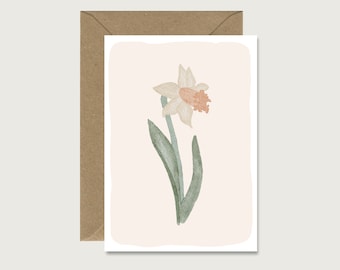 Neutral card "Flower beige" N_21 - folding card | flowers | leaves | flowers | Floral | Daffodil Birthday || HEART & PAPER