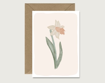 Neutral card "Flower beige" N_21 - Folding card | Flowers | Leaves | Blossoms | Floral | Daffodil Birthday || HEART & PAPER