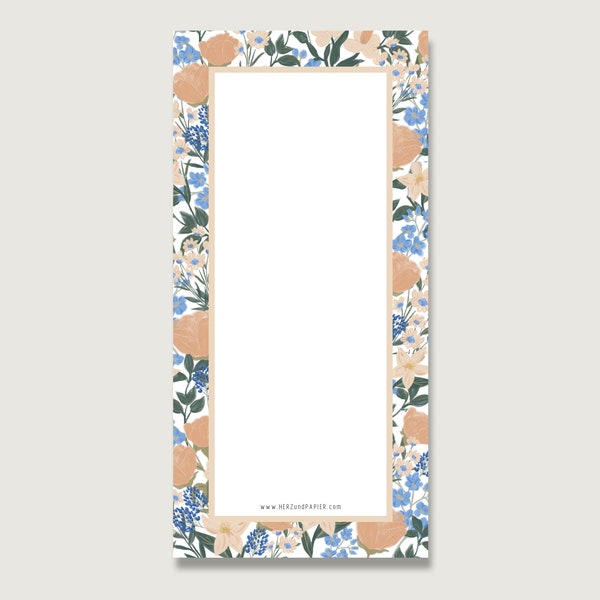 Notepad "Sea of Flowers" Block_10 as a shopping list or to-do list || HEART & PAPER