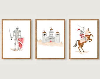 Poster Set Knight A4 | Print | Children's poster | Children's room | child | Knight's Castle || HEART & PAPER