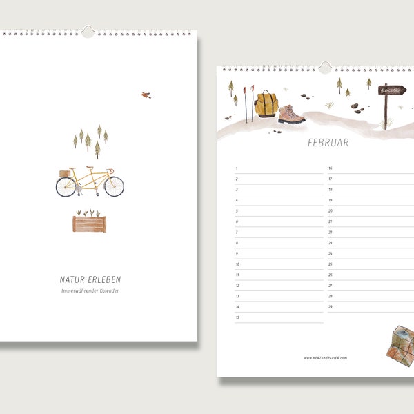 Birthday calendar - experience nature - Din A4 birthday calendar | perpetual calendar | endless calendar