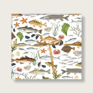 Papel de regalo "Pescado" | Din A2 | arco | Arcos | Ilustración | cumpleaños | Ilustración | Pescado | Naturaleza || CORAZÓN Y PAPEL