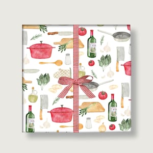 Geschenkpapier "Kochen" | Din A2 | Bogen | Bögen | Illustration | Geburtstag | Illustration Koch | Köchin | Essen | kochen || HERZ & PAPIER