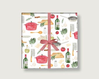 Gift wrap "Cooking" | Din A2 | Sheet | Sheets | Illustration | Birthday | Illustration chef | Cook | Food | Cooking || HEART & PAPER