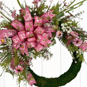 Pink Daisy Wildflower Wreath: Spring & Summer Door Decor