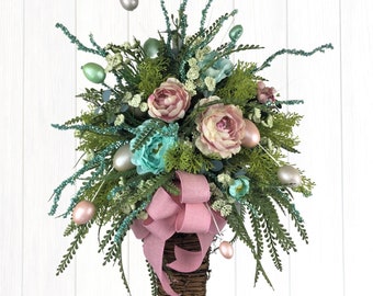 Spring Wreath, Spring Basket, Easter Wreath, Easter Basket, Easter Egg Basket Wreath, Grapevine Basket, Spring Door Hanger, Twig Basket