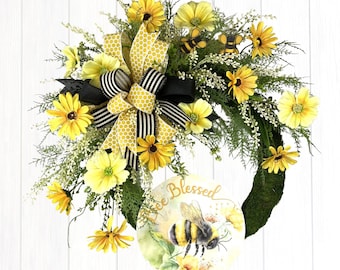 Bee Wreath, Bee Wreath For Front Door, Spring Wreath, Summer Wreath, Gift For Mom, Gift For Her