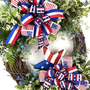 Americana Wreath, 4th of July Wreath, Red White & Blue Wreath, Summer Wreath, Patriotic Wreath, Memorial Day Wreath, Veterans Day Wreath image 5