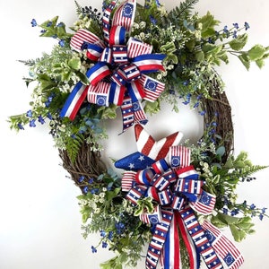 Americana Wreath, 4th of July Wreath, Red White & Blue Wreath, Summer Wreath, Patriotic Wreath, Memorial Day Wreath, Veterans Day Wreath image 9