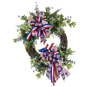 Americana Wreath, 4th of July Wreath, Red White & Blue Wreath, Summer Wreath, Patriotic Wreath, Memorial Day Wreath, Veterans Day Wreath image 2