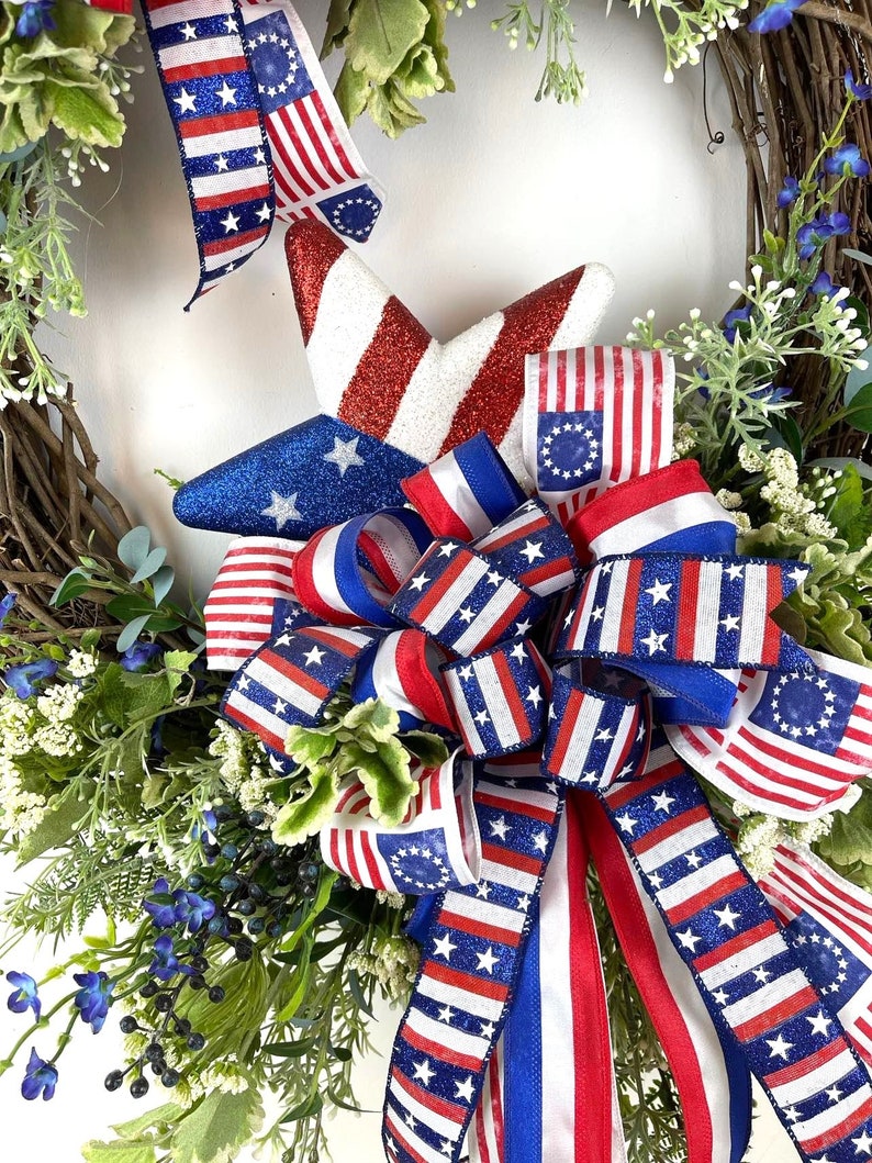 Americana Wreath, 4th of July Wreath, Red White & Blue Wreath, Summer Wreath, Patriotic Wreath, Memorial Day Wreath, Veterans Day Wreath image 7