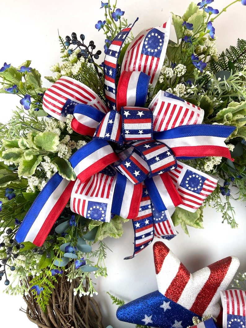 Americana Wreath, 4th of July Wreath, Red White & Blue Wreath, Summer Wreath, Patriotic Wreath, Memorial Day Wreath, Veterans Day Wreath image 8